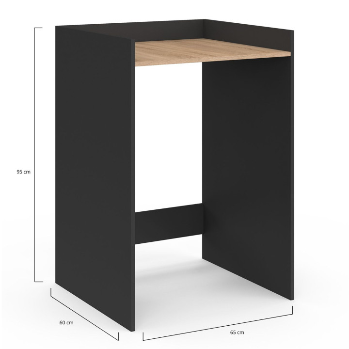 Armario para lavadora en madera de haya y negro - WALLIS | IdMarket