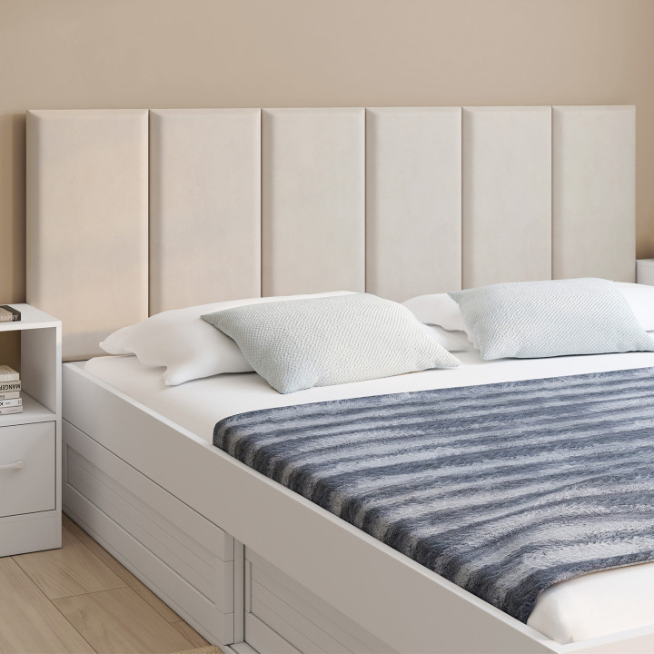 ¡Lote de 6 paneles de pared beige efecto ante para cabecero de 180 cm - YUMA | Zen Cart! IDMarket