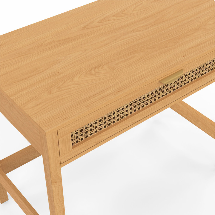 EDHEN bureau met 1 lade, hout en riet EDHEN bureau met 1 lade, hout en riet