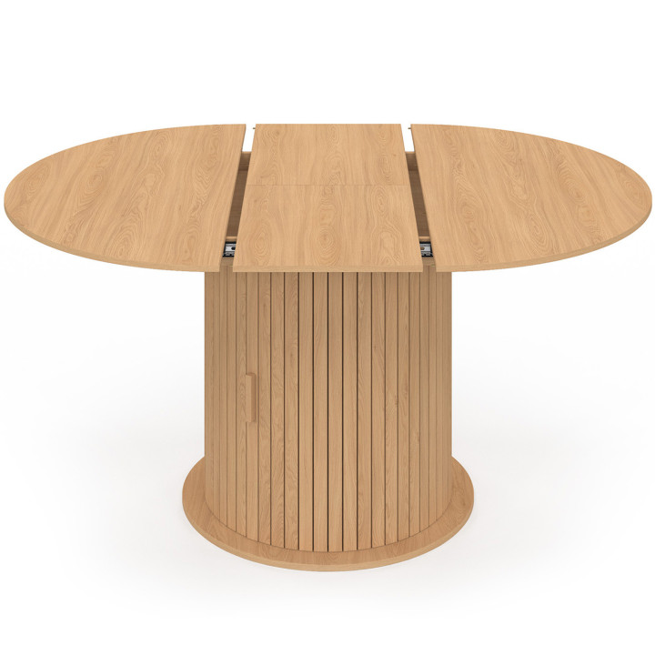 Mesa de comedor redonda extensible para 4-8 personas con patas de listones 110-150 cm - JULIETTE | IdMarket