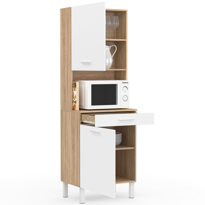 Aparador de cocina blanco efecto haya 60 cm - CINA | ID Market