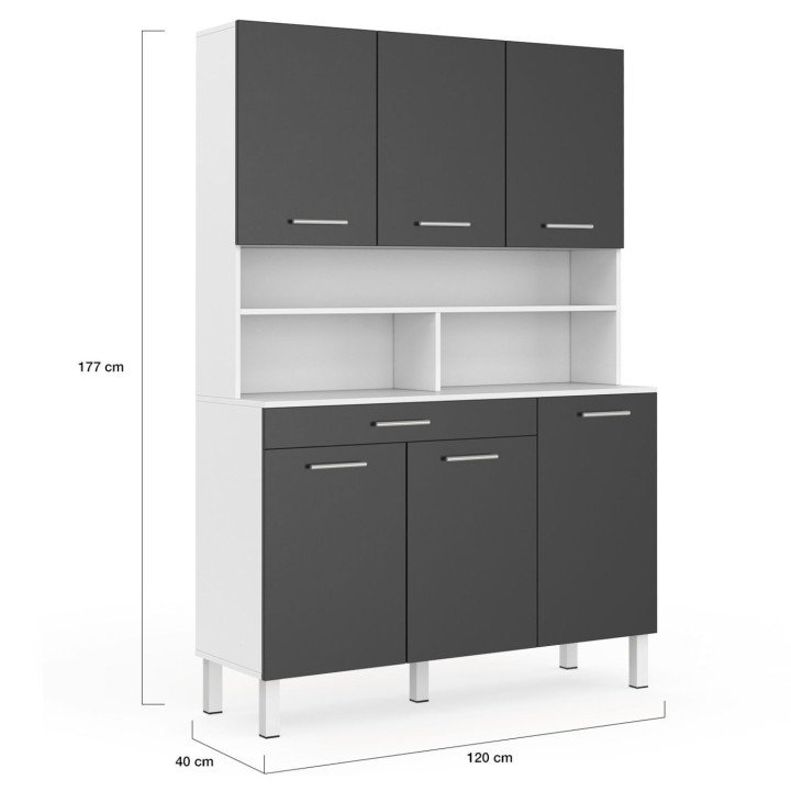 Servieskast keuken 120 cm grijs en wit - CINA | ID Market