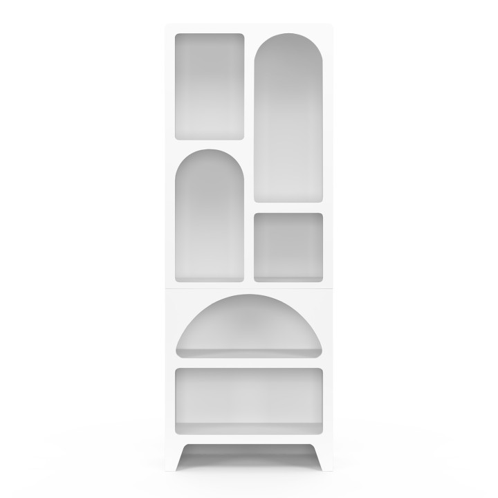 Estantería de estilo orgánico con 6 compartimentos de madera blanca - ALESIA | IdMarket