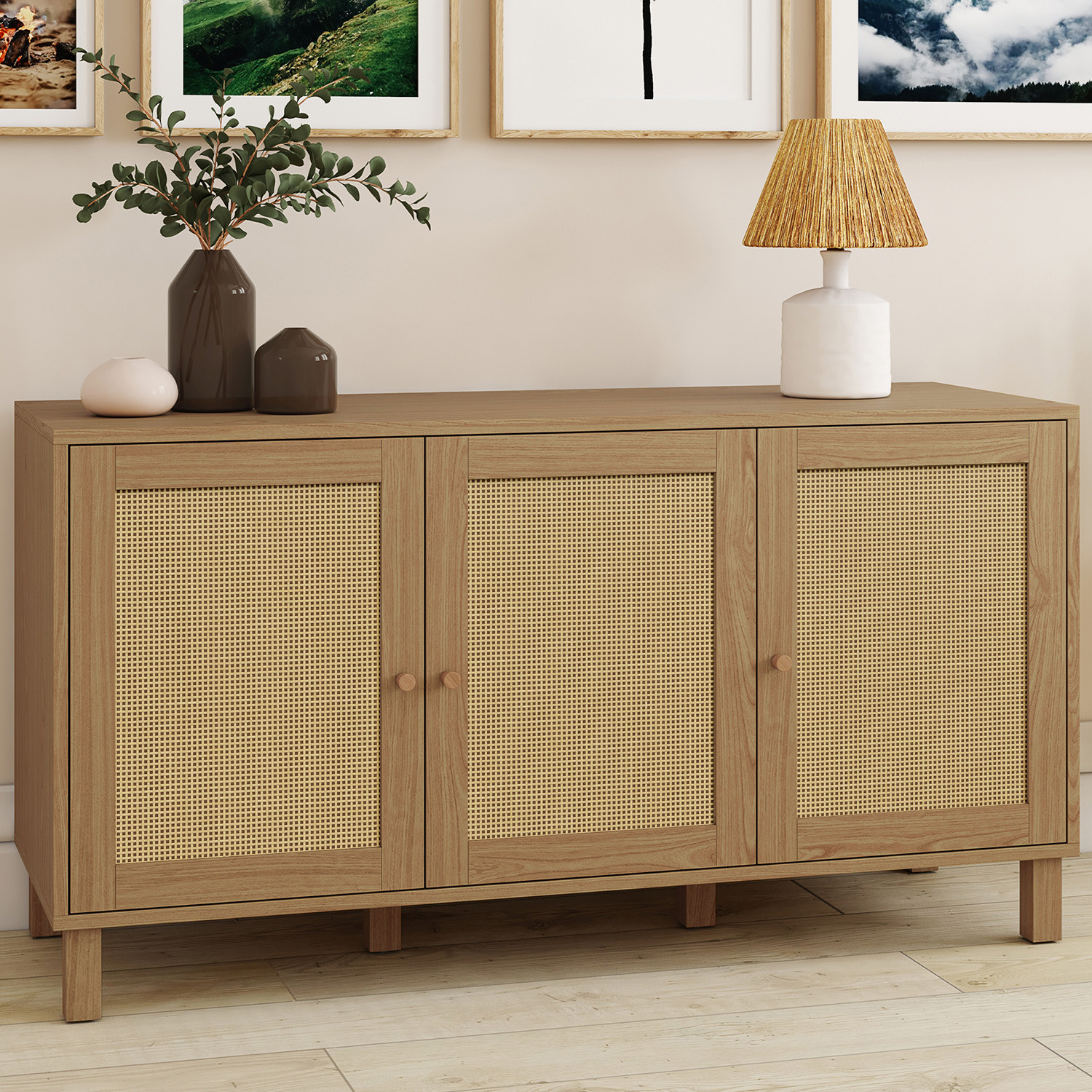 Buffet bas vintage effet cannage