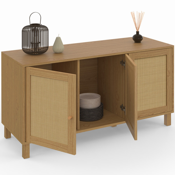 Niedriges Sideboard im Vintage-Stil 113 cm mit Cannage-Effekt und 3 Türen - HANAE | ID Market