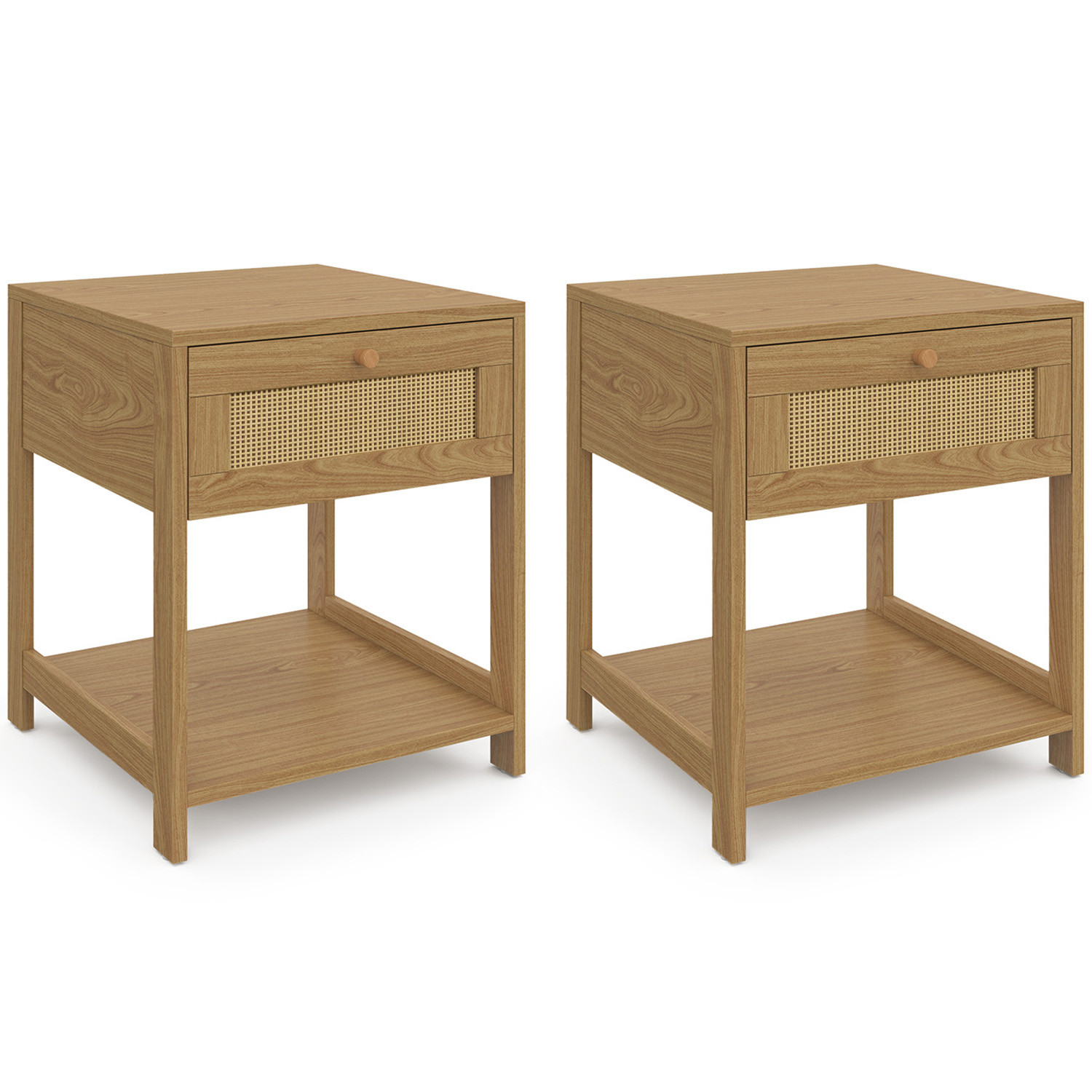 Tables de chevet vintage imitation cannage
