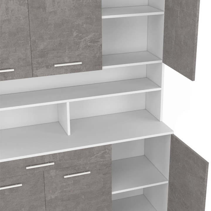 Cómoda de cocina efecto hormigón y blanco 120 cm - CINA | ID Market