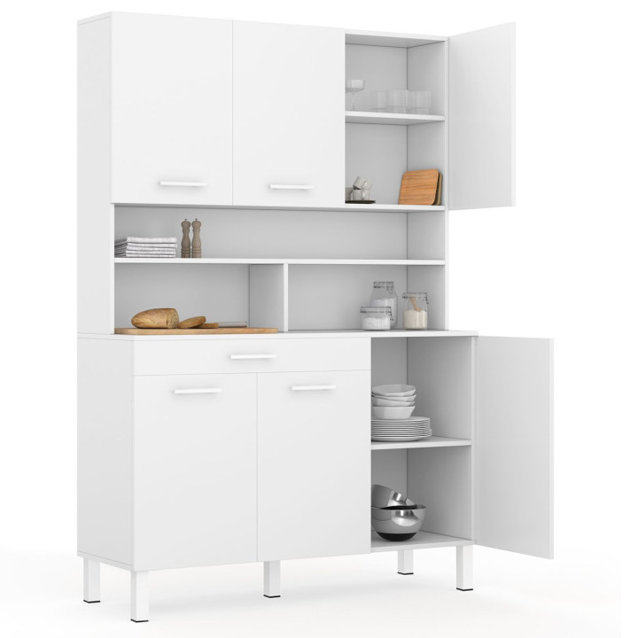 Cómoda de cocina blanca brillante de 120 cm - CINA | ID Market