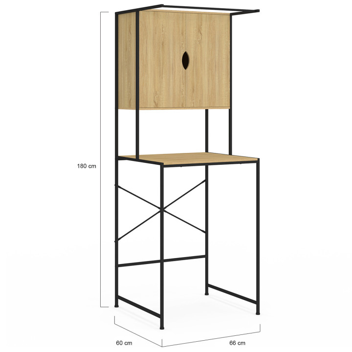 Meuble de rangement dessus machine à laver avec placard DETROIT design industriel