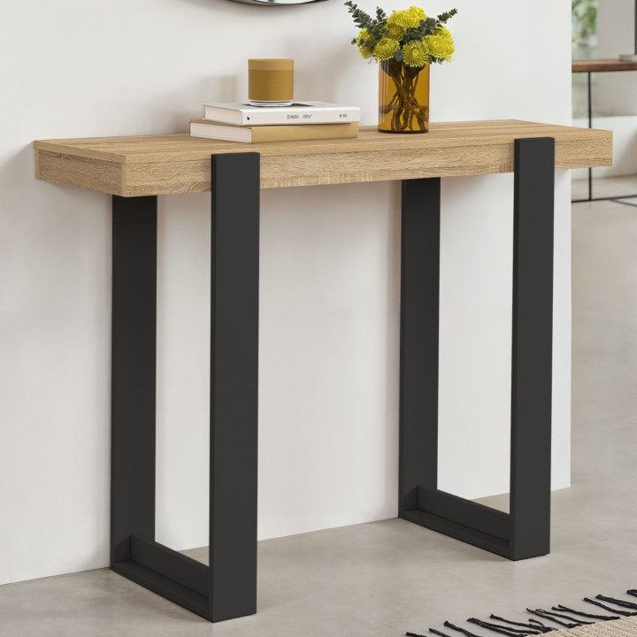 Günstige Konsole für den Eingangsbereich in Schwarz und Holz - PHOENIX | ID Market
