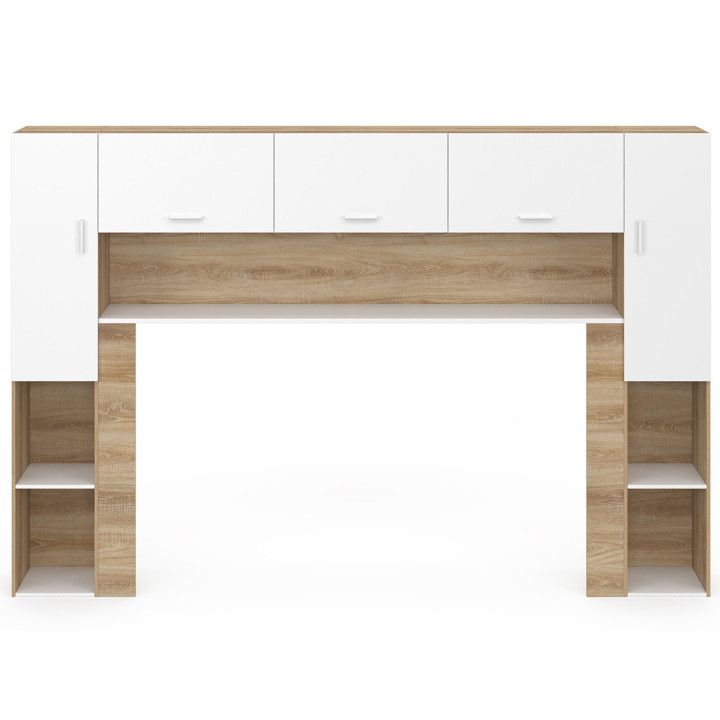 Cubrecama 226 cm con madera y almacenaje blanco - BRIDGET | IdMarket