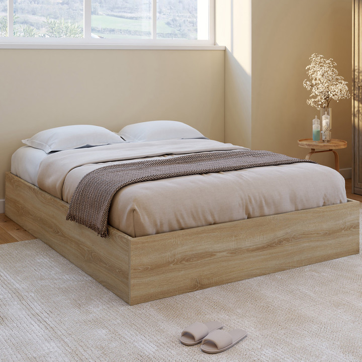 SANDSIDE tweepersoons commodebed met 140 x 190 cm beuken lattenbodem