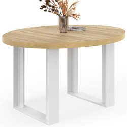 Table à manger fixe ronde PHOENIX 4 personnes bois et blanc 110 cm