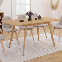 Mesa de comedor rectangular extensible 4-8 personas efecto madera - NOOR | ID Market