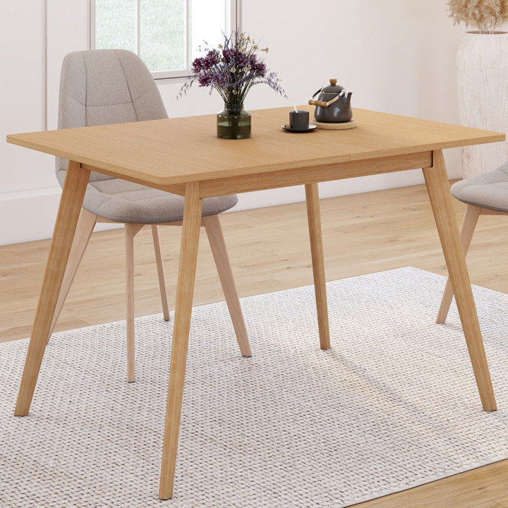Mesa de comedor rectangular extensible 4-8 personas efecto madera - NOOR | ID Market
