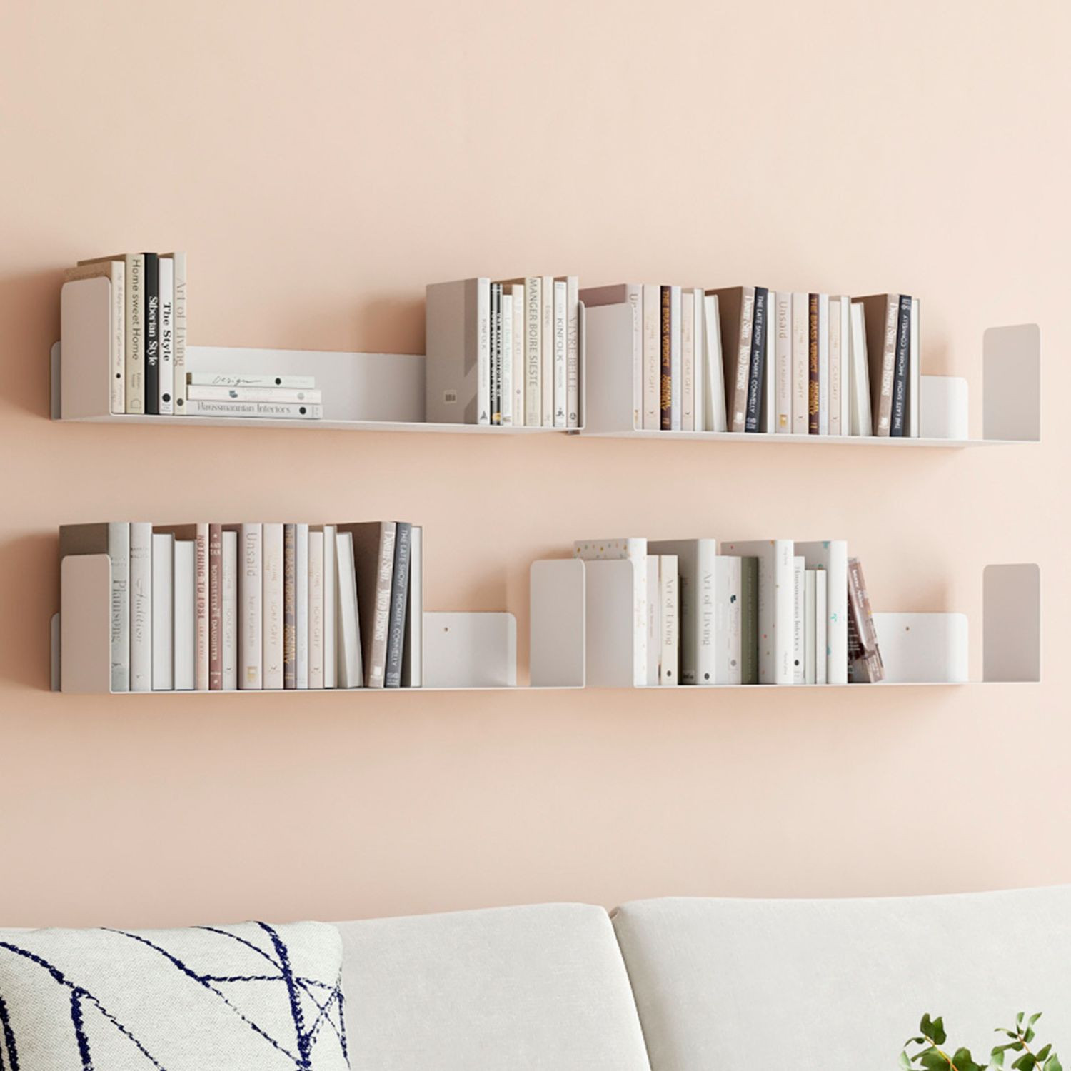 Lot de 4 étagères blanches 60x15 cm pour livres