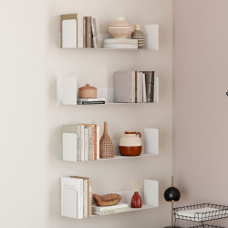 Lot de 4 étagères 60x15 pour livres METRA blanches