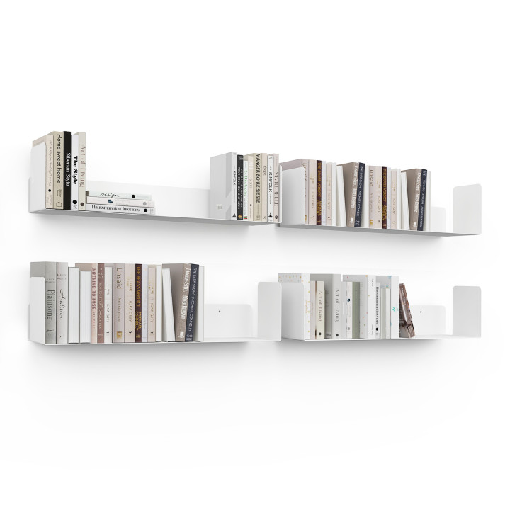 Juego de 4 estantes 60x15 cm para libros blancos - METRA | IdMarket