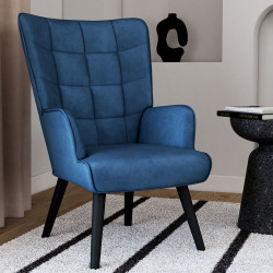 Sillón escandinavo barato de terciopelo azul | ID Market