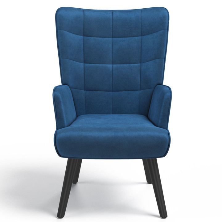 Fauteuil scandinave ANIA en velours bleu