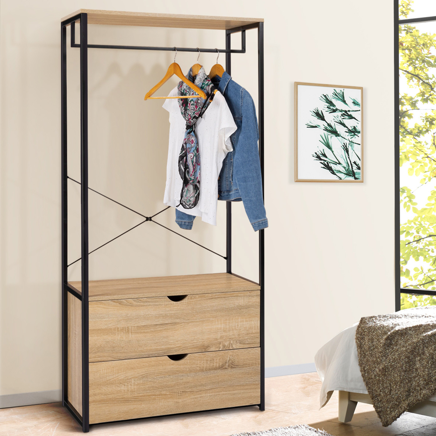 Dressing industriel 2 tiroirs 80 cm