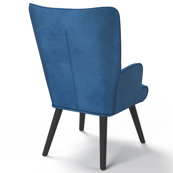 Fauteuil scandinave ANIA en velours bleu