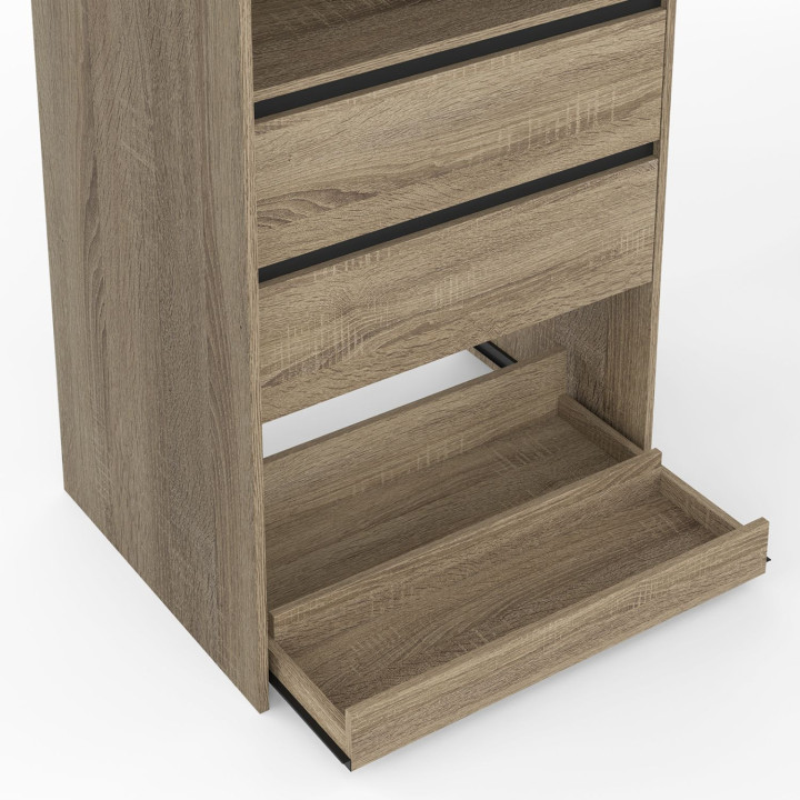 MERYL Armadio doppio XXL 220 cm in faggio con appendiabiti + ripiani + cassetti + scarpiera e nero