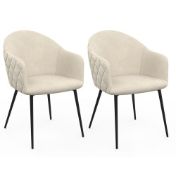 Sillones de mesa de terciopelo beige - lote de 2 - MOLY | ID Market