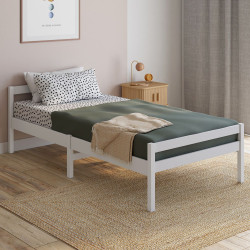 Cama individual 90 x 190 cm con base de madera blanca - HARPER | IdMarket