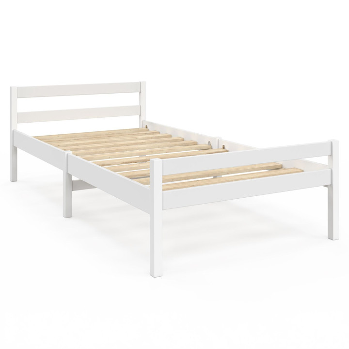 Cama individual 90 x 190 cm con base de madera blanca - HARPER | IdMarket