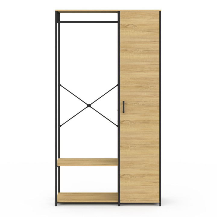 Dressing penderie étagères avec porte L. 100 cm DETROIT design industriel
