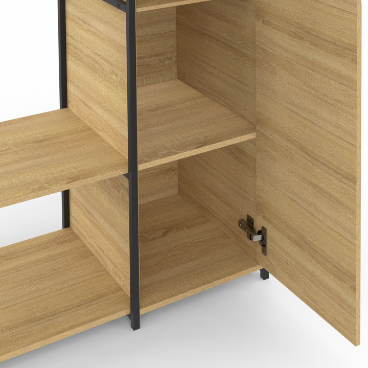 Garderobekast met legplanken en deur B. 90 cm DETROIT industrieel ontwerp