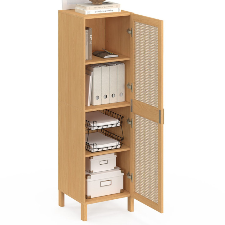 Schrank EDHEN, 1 Tür mit Regalen, Rohrgeflecht, Holzfarbe