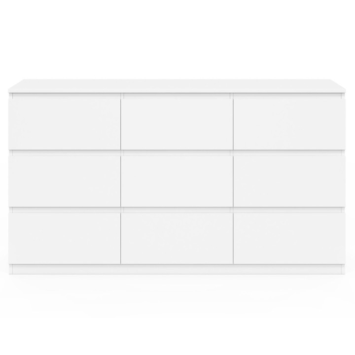 Commode 9 tiroirs TOMI XXL 136 cm bois blanc