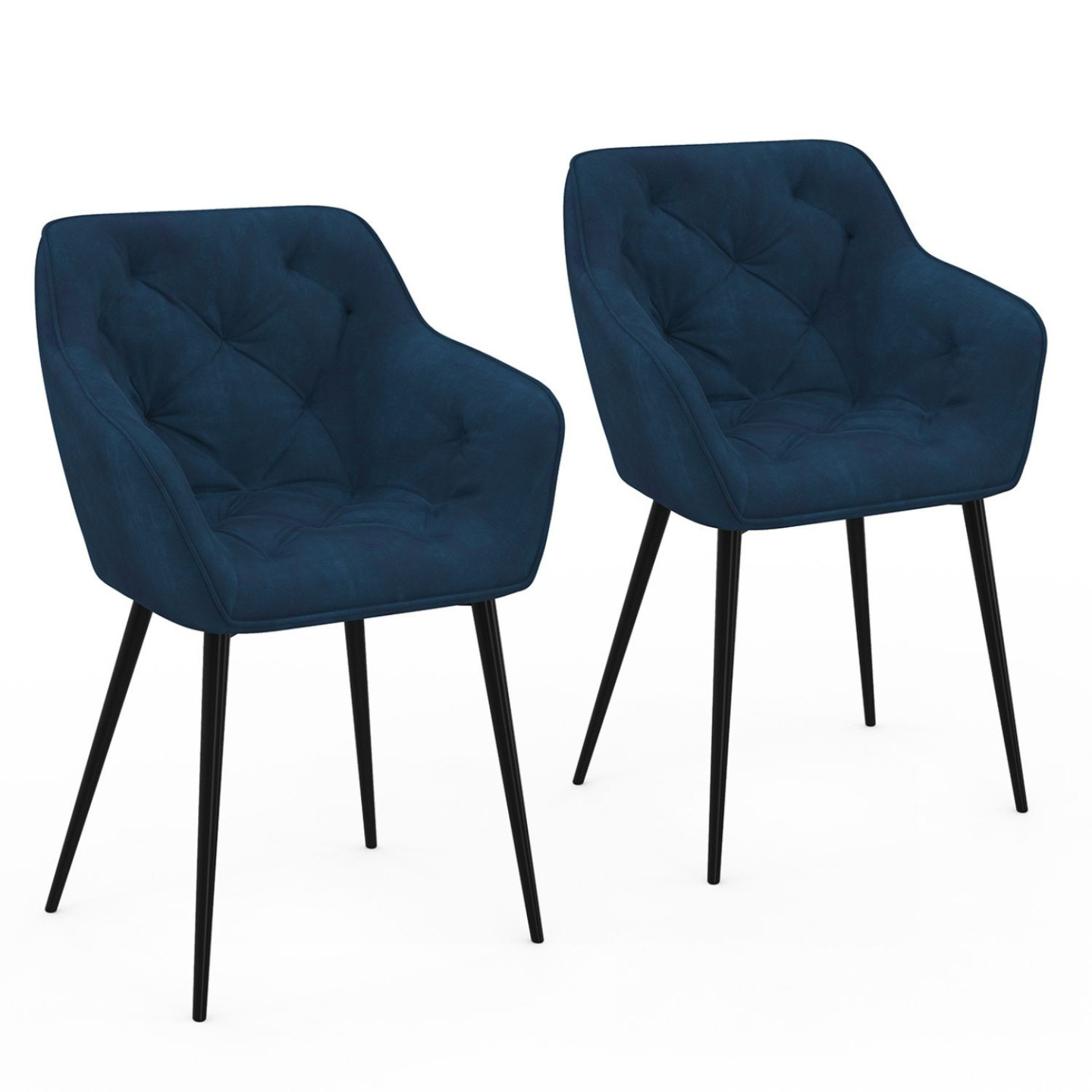 Pack De 2 Sillas De Comedor Freya Con Patas Negras Y Tapizadas En Terciopelo En Color Beige 82 X 61 X 57 Cm