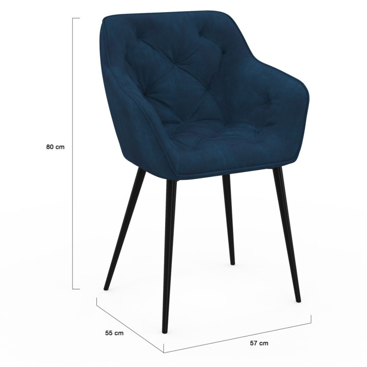 Set van 2 met eendenblauw fluweel beklede eetkamerstoelen - LYA | IdMarket