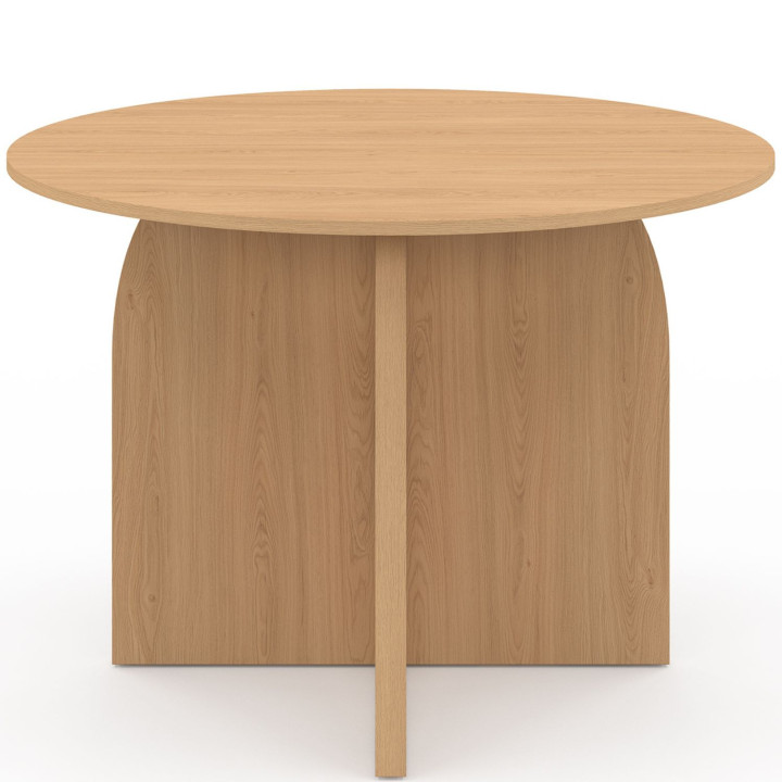 Mesa de comedor fija redonda para 6 personas, efecto haya, 110 cm - EDITH| IdMarket