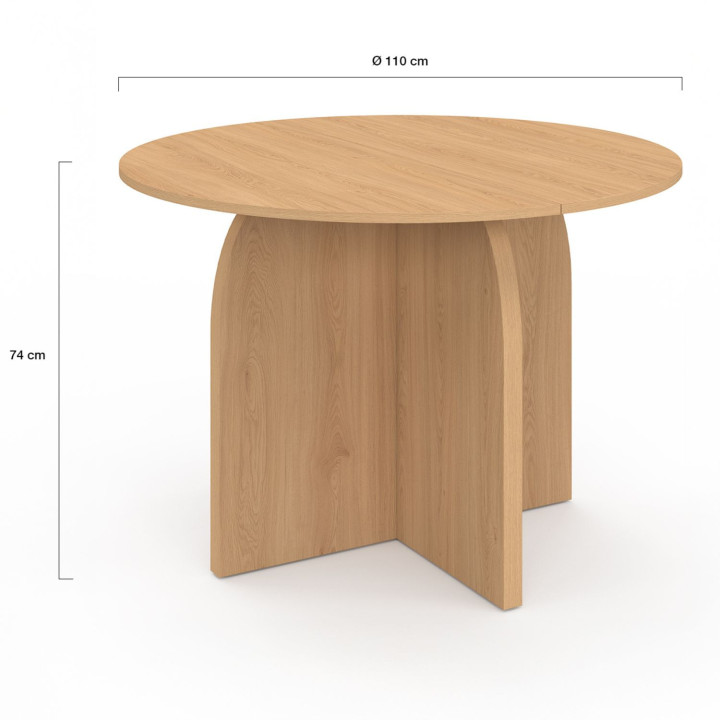 ABY 6-persoons ronde vaste eettafel in beukeneffect 110 cm