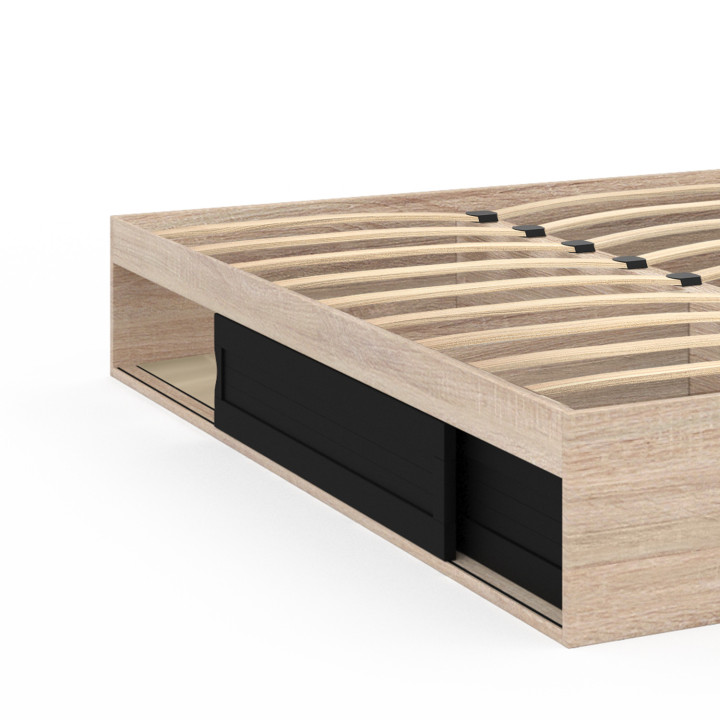 Bedframe 140x190 cm zwart en hout - SALEM | ID Market