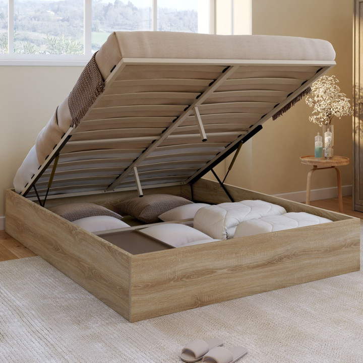 SANDSIDE tweepersoons commodebed met 140 x 190 cm beuken lattenbodem