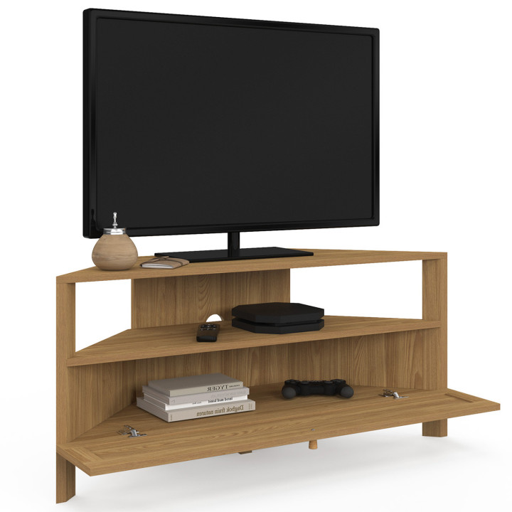 Mobile TV angolare 100 cm 1 anta effetto canna naturale - HANAE | IdMarket