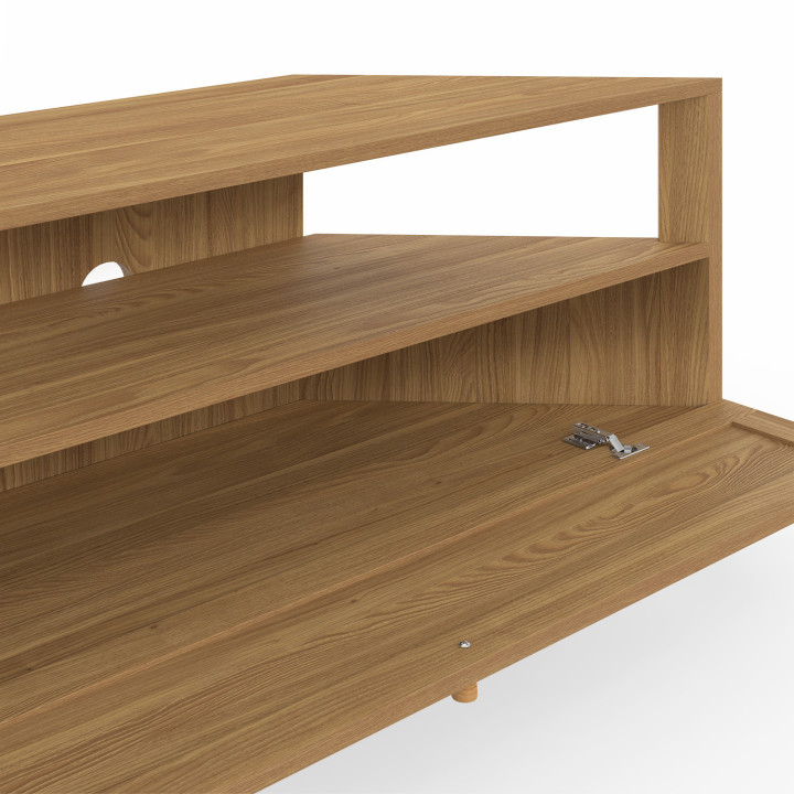 Mueble TV esquinero 100 cm 1 puerta efecto caña natural - HANAE | IdMarket