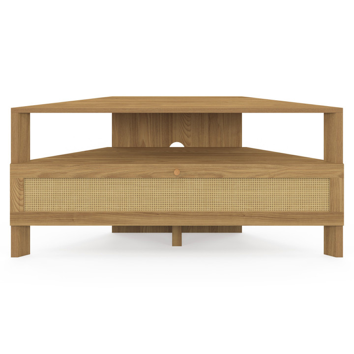 Mueble TV esquinero 100 cm 1 puerta efecto caña natural - HANAE | IdMarket