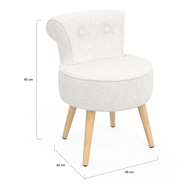 Fauteuil CRAPAUD en tissu bouclette blanc