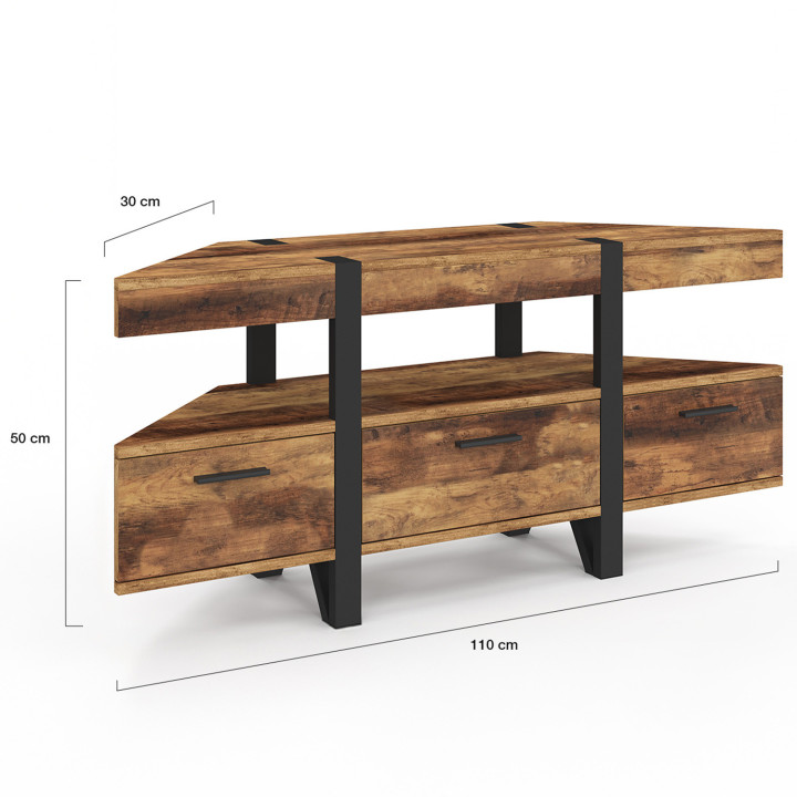 TV-Möbel 110 cm Eckschrank Holz Nadelfuß mit Schubladen - AUSTRIA | IdMarket