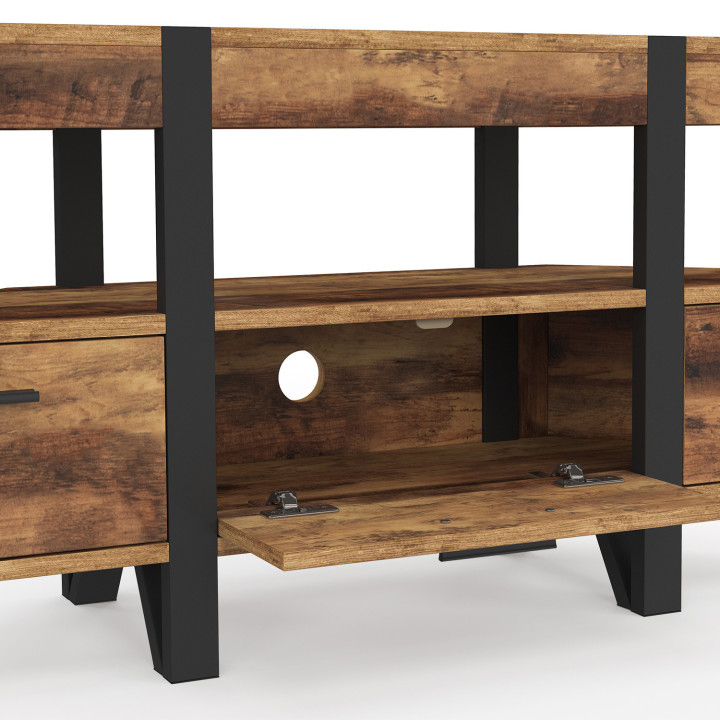 Houten hoek TV-meubel 110 cm met pinpoten en laden - OOSTENRIJK | IdMarket