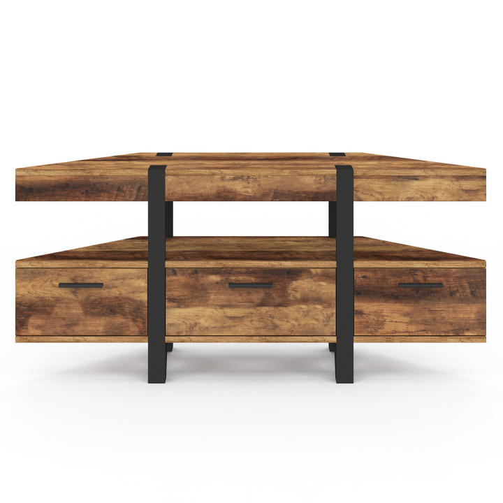 TV-Möbel 110 cm Eckschrank Holz Nadelfuß mit Schubladen - AUSTRIA | IdMarket