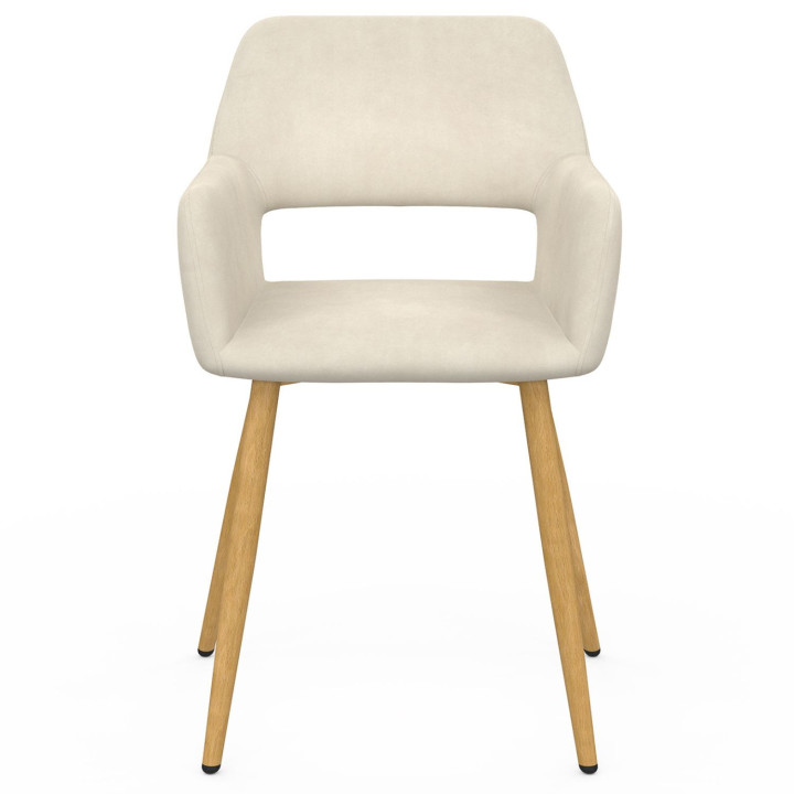 Juego de 2 sillas de comedor de terciopelo beige - HOLY | IdMarket