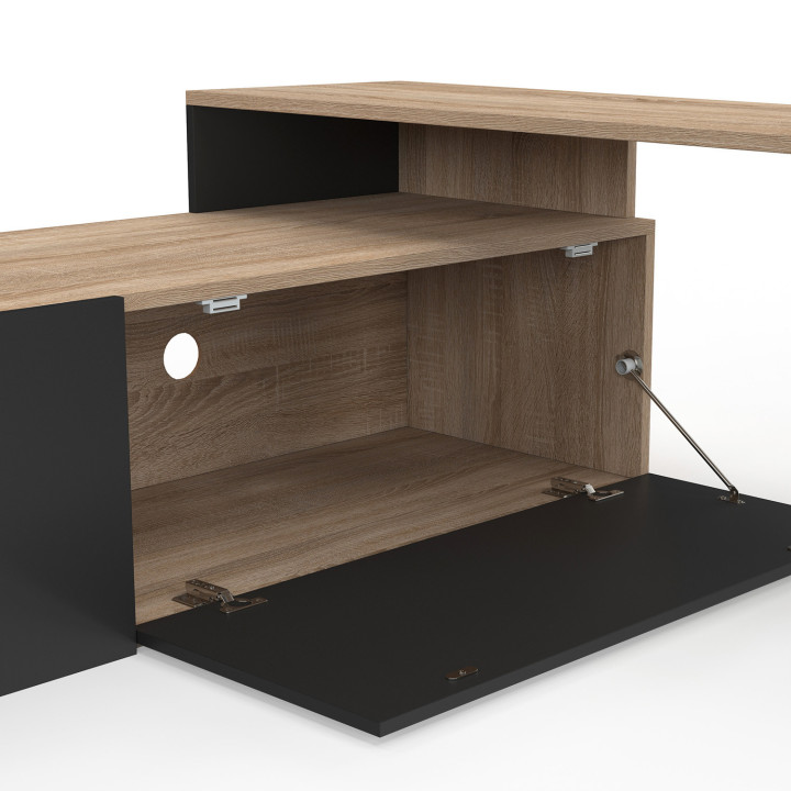 Modulares TV-Möbel 180-240 cm Eckschrank drehbar Holz und Schwarz - BASILE | IdMarket