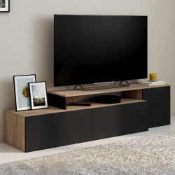 Modulares TV-Möbel 180-240 cm Eckschrank drehbar Holz und Schwarz - BASILE | IdMarket